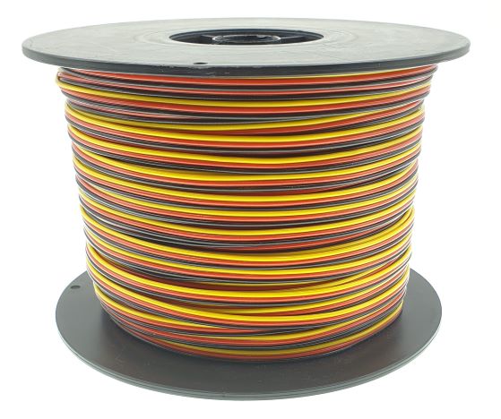 0.25 mm² Servokabel flach / PVC-Litze LiFYY / gelb-rot-schwarz - METERWARE
