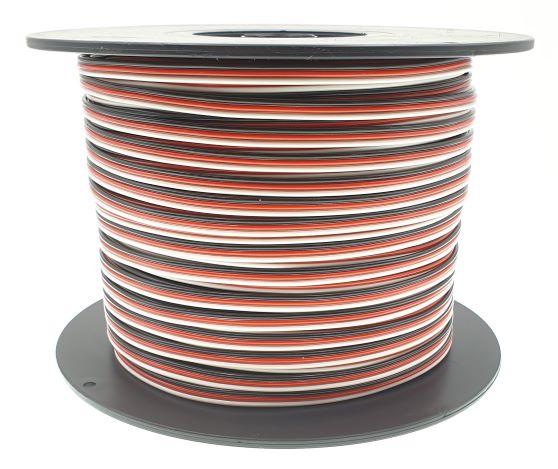 0.25 mm² Servokabel flach / PVC-Litze LiFYY / weiß-rot-schwarz - METERWARE