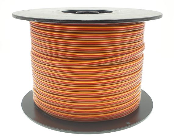 0.25 mm² Servokabel flach / PVC-Litze LiFYY / braun-rot-orange - METERWARE